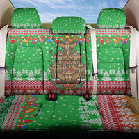 Mali Christmas Back Car Seat Cover with Cartoon Elephant Pyramid Snowflakes and Holiday Lights - Wonder Print Shop