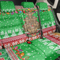 Mali Christmas Back Car Seat Cover with Cartoon Elephant Pyramid Snowflakes and Holiday Lights - Wonder Print Shop