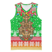 Mali Christmas Basketball Jersey with Cartoon Elephant Pyramid Snowflakes and Holiday Lights - Wonder Print Shop