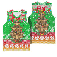 Mali Christmas Basketball Jersey with Cartoon Elephant Pyramid Snowflakes and Holiday Lights - Wonder Print Shop