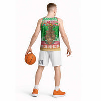 Mali Christmas Basketball Jersey with Cartoon Elephant Pyramid Snowflakes and Holiday Lights - Wonder Print Shop