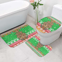 Mali Christmas Bathroom Set with Cartoon Elephant Pyramid Snowflakes and Holiday Lights - Wonder Print Shop