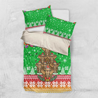 Mali Christmas Bedding Set with Cartoon Elephant Pyramid Snowflakes and Holiday Lights - Wonder Print Shop