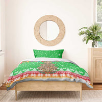 Mali Christmas Bedding Set with Cartoon Elephant Pyramid Snowflakes and Holiday Lights - Wonder Print Shop