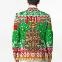 Mali Christmas Blazer with Cartoon Elephant Pyramid Snowflakes and Holiday Lights - Wonder Print Shop