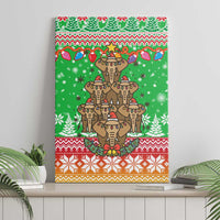 Mali Christmas Canvas Wall Art with Cartoon Elephant Pyramid Snowflakes and Holiday Lights - Wonder Print Shop