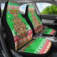 Mali Christmas Car Seat Cover with Cartoon Elephant Pyramid Snowflakes and Holiday Lights - Wonder Print Shop