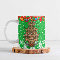 Mali Christmas Ceramic Mug with Cartoon Elephant Pyramid Snowflakes and Holiday Lights - Wonder Print Shop