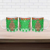 Mali Christmas Ceramic Mug with Cartoon Elephant Pyramid Snowflakes and Holiday Lights - Wonder Print Shop
