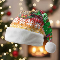 Mali Christmas Santa Hat with Cartoon Elephant Pyramid Snowflakes and Holiday Lights - Wonder Print Shop