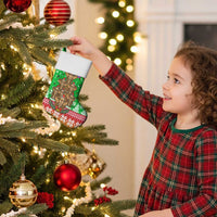 Mali Christmas Stocking with Cartoon Elephant Pyramid Snowflakes and Holiday Lights - Wonder Print Shop