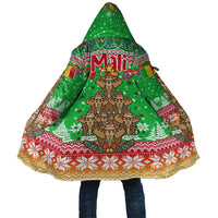 Mali Christmas Cloak with Cartoon Elephant Pyramid Snowflakes and Holiday Lights - Wonder Print Shop