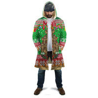 Mali Christmas Cloak with Cartoon Elephant Pyramid Snowflakes and Holiday Lights - Wonder Print Shop