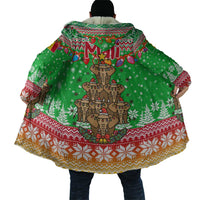 Mali Christmas Cloak with Cartoon Elephant Pyramid Snowflakes and Holiday Lights - Wonder Print Shop