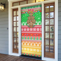 Mali Christmas Door Cover with Cartoon Elephant Pyramid Snowflakes and Holiday Lights - Wonder Print Shop