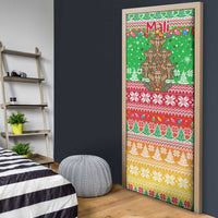 Mali Christmas Door Cover with Cartoon Elephant Pyramid Snowflakes and Holiday Lights - Wonder Print Shop