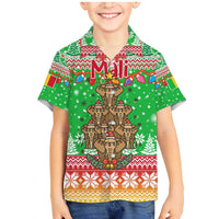 Mali Christmas Family Matching Mermaid Dress and Hawaiian Shirt with Cartoon Elephant Pyramid Snowflakes and Holiday Lights - Wonder Print Shop