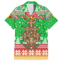 Mali Christmas Family Matching Off The Shoulder Long Sleeve Dress and Hawaiian Shirt with Cartoon Elephant Pyramid Snowflakes and Holiday Lights - Wonder Print Shop