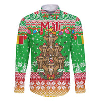 Mali Christmas Family Matching Off The Shoulder Long Sleeve Dress and Hawaiian Shirt with Cartoon Elephant Pyramid Snowflakes and Holiday Lights - Wonder Print Shop