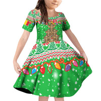 Mali Christmas Family Matching Off Shoulder Short Dress and Hawaiian Shirt with Cartoon Elephant Pyramid Snowflakes and Holiday Lights - Wonder Print Shop