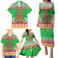 Mali Christmas Family Matching Puletasi and Hawaiian Shirt with Cartoon Elephant Pyramid Snowflakes and Holiday Lights - Wonder Print Shop