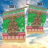 Mali Christmas Garden Flag with Cartoon Elephant Pyramid Snowflakes and Holiday Lights - Wonder Print Shop