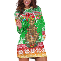 Mali Christmas Hoodie Dress with Cartoon Elephant Pyramid Snowflakes and Holiday Lights - Wonder Print Shop
