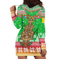 Mali Christmas Hoodie Dress with Cartoon Elephant Pyramid Snowflakes and Holiday Lights - Wonder Print Shop