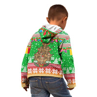 Mali Christmas Kid Hoodie with Cartoon Elephant Pyramid Snowflakes and Holiday Lights - Wonder Print Shop