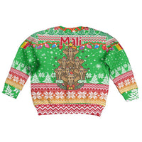 Mali Christmas Kid Ugly Christmas Sweater with Cartoon Elephant Pyramid Snowflakes and Holiday Lights - Wonder Print Shop