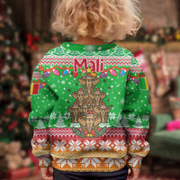 Mali Christmas Kid Ugly Christmas Sweater with Cartoon Elephant Pyramid Snowflakes and Holiday Lights - Wonder Print Shop