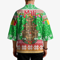 Mali Christmas Kimono with Cartoon Elephant Pyramid Snowflakes and Holiday Lights - Wonder Print Shop