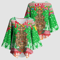 Mali Christmas Kimono Sleeve Blouse with Cartoon Elephant Pyramid Snowflakes and Holiday Lights - Wonder Print Shop