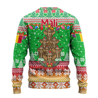 Mali Christmas Ugly Christmas Sweater with Cartoon Elephant Pyramid Snowflakes and Holiday Lights - Wonder Print Shop