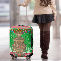 Mali Christmas Luggage Cover with Cartoon Elephant Pyramid Snowflakes and Holiday Lights - Wonder Print Shop