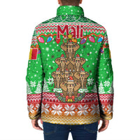 Mali Christmas Padded Jacket with Cartoon Elephant Pyramid Snowflakes and Holiday Lights - Wonder Print Shop
