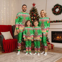 Mali Christmas Pajama Set with Cartoon Elephant Pyramid Snowflakes and Holiday Lights - Wonder Print Shop