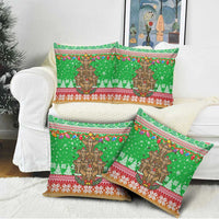 Mali Christmas Pillow Cover with Cartoon Elephant Pyramid Snowflakes and Holiday Lights - Wonder Print Shop