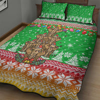 Mali Christmas Quilt Bed Set with Cartoon Elephant Pyramid Snowflakes and Holiday Lights - Wonder Print Shop