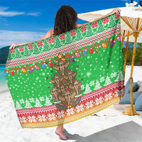 Mali Christmas Sarong with Cartoon Elephant Pyramid Snowflakes and Holiday Lights - Wonder Print Shop