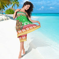 Mali Christmas Sarong with Cartoon Elephant Pyramid Snowflakes and Holiday Lights - Wonder Print Shop