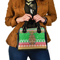 Mali Christmas Shoulder Handbag with Cartoon Elephant Pyramid Snowflakes and Holiday Lights - Wonder Print Shop