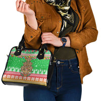 Mali Christmas Shoulder Handbag with Cartoon Elephant Pyramid Snowflakes and Holiday Lights - Wonder Print Shop