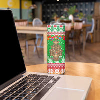 Mali Christmas Skinny Tumbler with Cartoon Elephant Pyramid Snowflakes and Holiday Lights - Wonder Print Shop