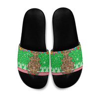 Mali Christmas Slide Sandals with Cartoon Elephant Pyramid Snowflakes and Holiday Lights - Wonder Print Shop