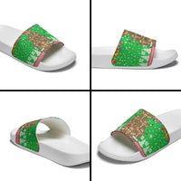 Mali Christmas Slide Sandals with Cartoon Elephant Pyramid Snowflakes and Holiday Lights - Wonder Print Shop