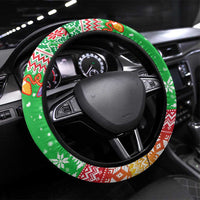 Mali Christmas Steering Wheel Cover with Cartoon Elephant Pyramid Snowflakes and Holiday Lights - Wonder Print Shop