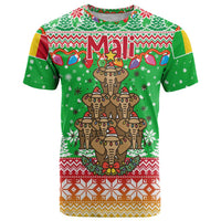 Mali Christmas T Shirt with Cartoon Elephant Pyramid Snowflakes and Holiday Lights - Wonder Print Shop