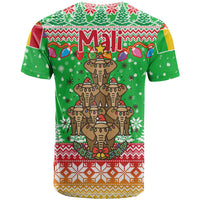 Mali Christmas T Shirt with Cartoon Elephant Pyramid Snowflakes and Holiday Lights - Wonder Print Shop