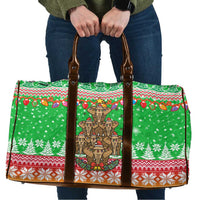 Mali Christmas Travel Bag with Cartoon Elephant Pyramid Snowflakes and Holiday Lights - Wonder Print Shop